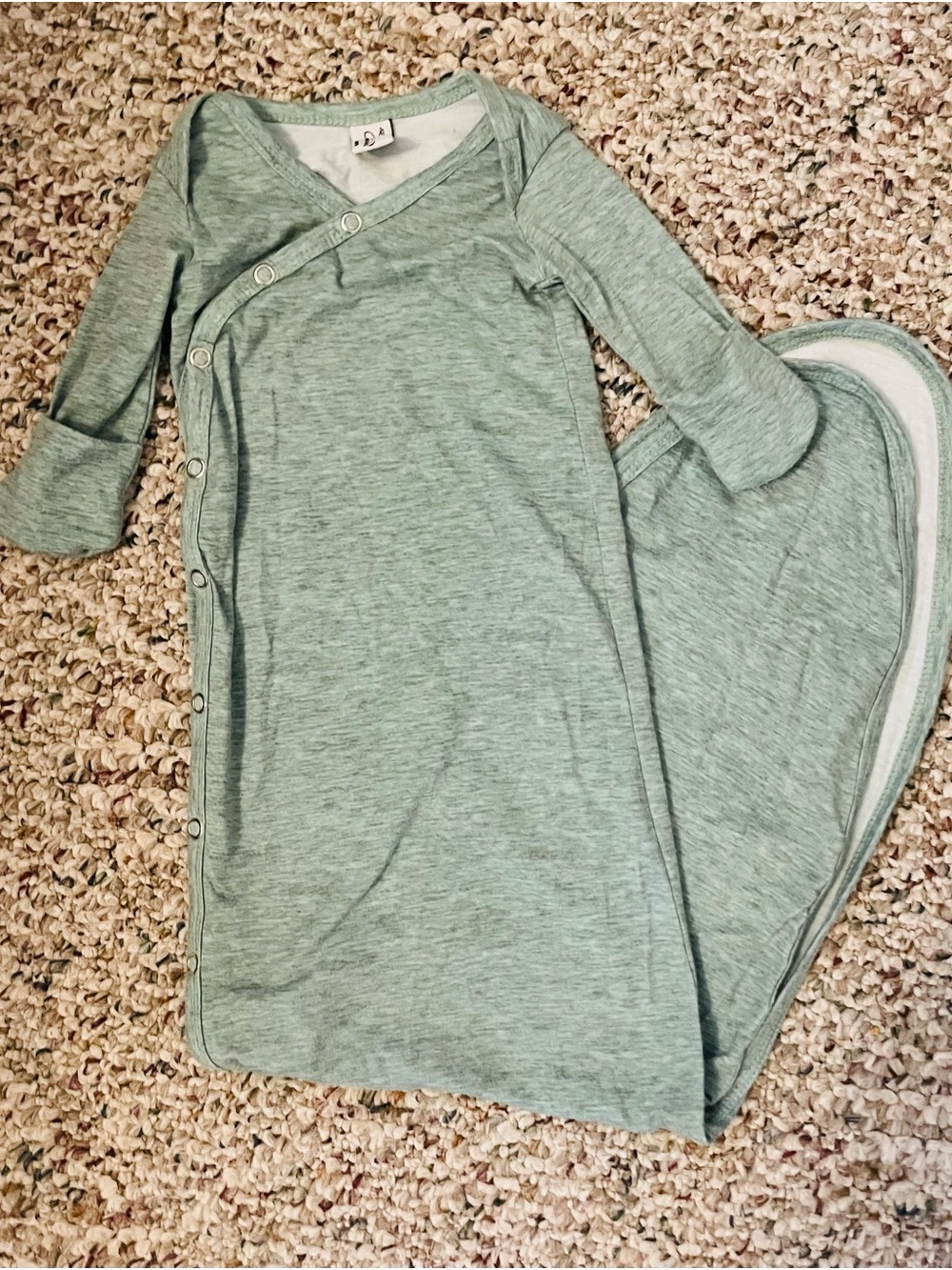 Copper Pearl Mint Green Newborn Gown with Snap Closure Newborn